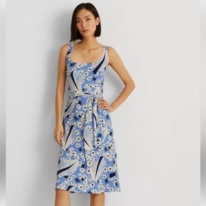 Ralph Lauren Blue Floral Midi Dress